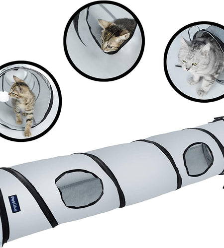 Cat Tunnel for Indoor Cats Collapsible Pop-Up Pet Tube Peek Hole Hideaway Play Toys for Cats with Ball